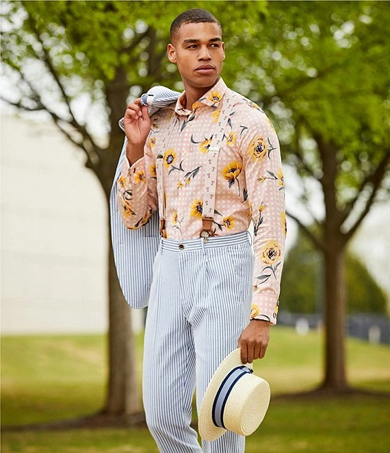 Murano Corsa Di Cavalli Derby Collection Lucas Pleated Stripe Seersucker Dress Pants 5 Murano Corsa Di Cavalli Derby Collection Lucas Pleated Stripe Seersucker Dress Pants - Afbeelding 4