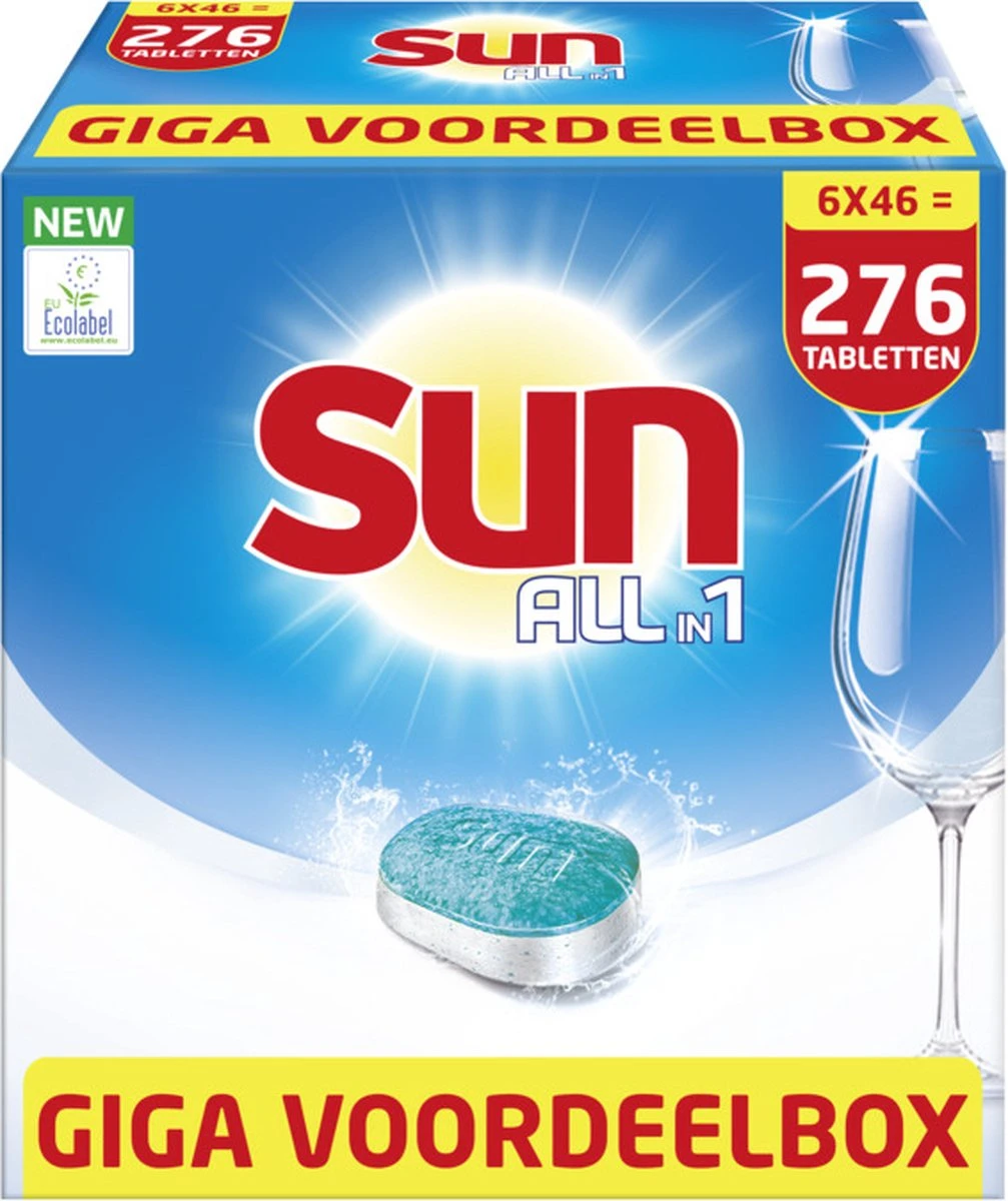 SUN® Sun All-in 1 Normaal Vaatwastabletten - 276 Tabletten - Voordeelverpakking 3 SUN® Sun All-in 1 Normaal Vaatwastabletten - 276 Tabletten - Voordeelverpakking