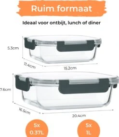 Formilo Meal Prep Bakjes - Lekvrije Vershoudbakjes - Diepvriesbakjes - Luchtdicht - BPA Vrij - Glas - 10 Stuks 14 Formilo Meal Prep Bakjes - Lekvrije Vershoudbakjes - Diepvriesbakjes - Luchtdicht - BPA Vrij - Glas - 10 Stuks -PeeWee-winkel 1043x1200