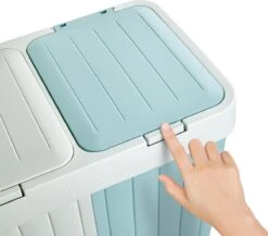 Sumpas - Wasmand - 2 Vakken - Met Touch Deksel - 80 Liter - Antraciet/Wit - 100% Gerecycled Plastic -PeeWee-winkel 1200x1054