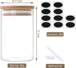 Quality Needz - Voorraadpotten - Glazen Potjes Met Deksel - 250 ML - 10 Delige Set - BPA-vrij - Gratis Pen & Herschrijfbare Stickers - Snoeppot 12 Quality Needz - Voorraadpotten - Glazen Potjes Met Deksel - 250 ML - 10 Delige Set - BPA-vrij - Gratis Pen & Herschrijfbare Stickers - Snoeppot -PeeWee-winkel 1200x1078