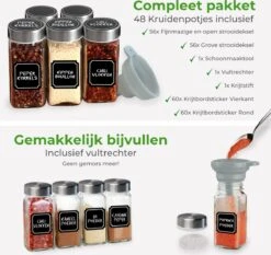 Soothe 48 Glazen Kruidenpotjes Set Met 2 Soorten Strooideksels – Kruidenstrooier – Compleet Pakket Incl Kruidenpotjes Stickers, Krijtstift En Accessoires 18 Soothe 48 Glazen Kruidenpotjes Set Met 2 Soorten Strooideksels – Kruidenstrooier – Compleet Pakket Incl Kruidenpotjes Stickers, Krijtstift En Accessoires -PeeWee-winkel 1200x1134 1