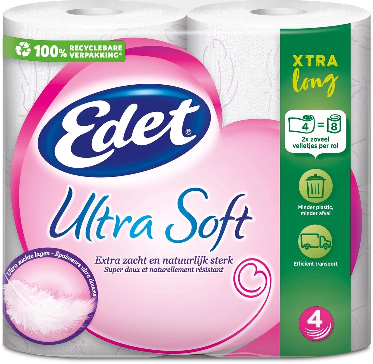 Edet Ultra Soft Xtra Long 4-laags Toiletpapier - 24 = 48 Rollen 3 Edet Ultra Soft Xtra Long 4-laags Toiletpapier - 24 = 48 Rollen
