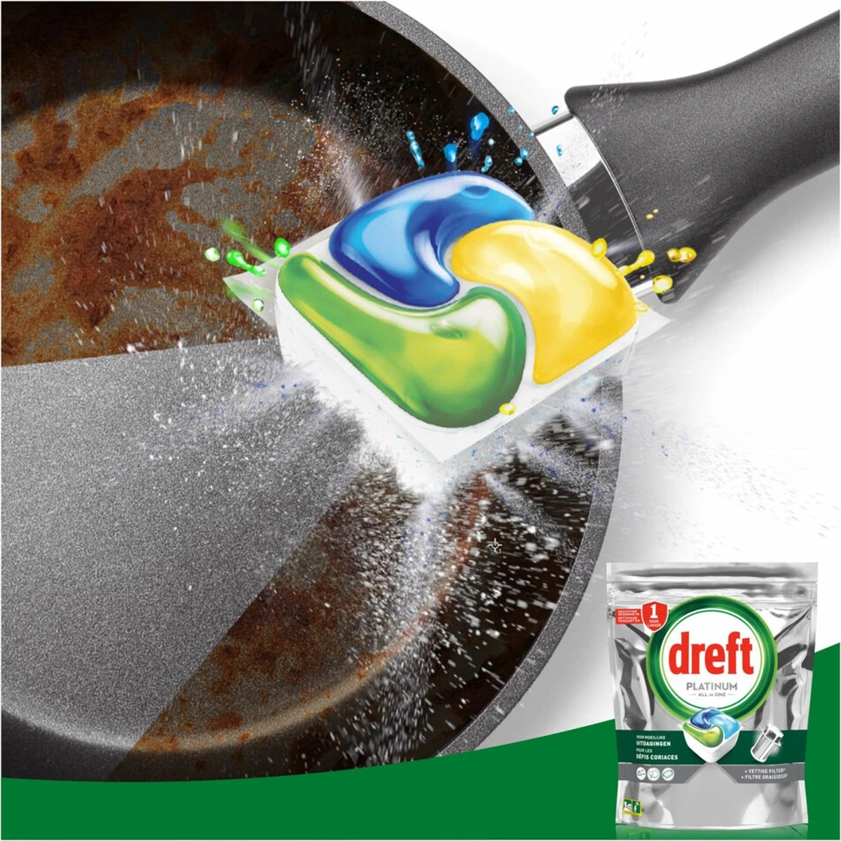 Dreft Platinum All In One - Vaatwascapsules - Original - Voordeelverpakking 5 X 20 Capsules 6 Dreft Platinum All In One - Vaatwascapsules - Original - Voordeelverpakking 5 X 20 Capsules - Afbeelding 4