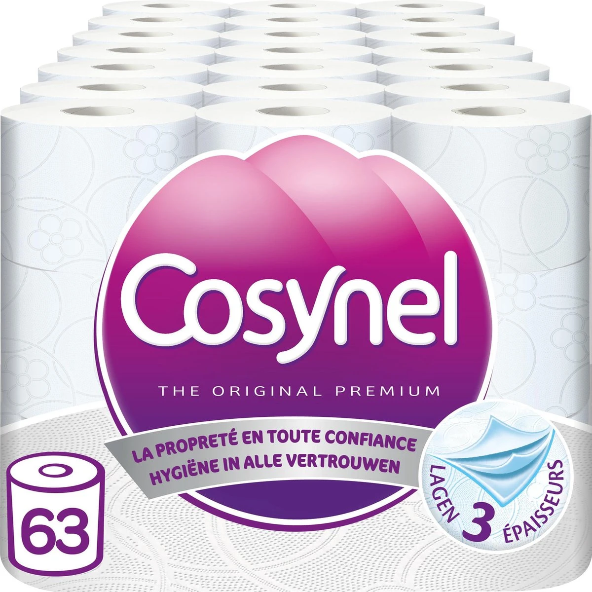 Cosynel Wit Toiletpapier - 3 Lagen - 63 Rollen 3 Cosynel Wit Toiletpapier - 3 Lagen - 63 Rollen