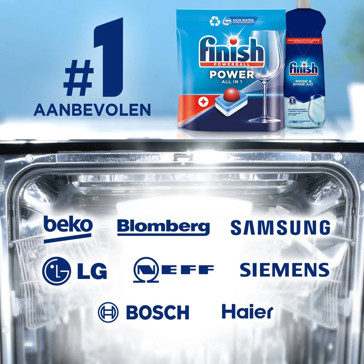 Finish Power All In One Regular Vaatwastabletten - 80 Stuks 5 Finish Power All In One Regular Vaatwastabletten - 80 Stuks - Afbeelding 4