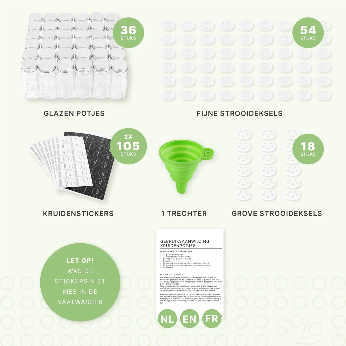 36 Glazen Kruidenpotjes Vierkant Met Deksel - Kruidenstrooier - Complete Set Met Strooideksels, Voorbedrukte Stickers En Trechter - Inhoud 120 Ml - 10,5 X 4,3 Cm 9 36 Glazen Kruidenpotjes Vierkant Met Deksel - Kruidenstrooier - Complete Set Met Strooideksels, Voorbedrukte Stickers En Trechter - Inhoud 120 Ml - 10,5 X 4,3 Cm - Afbeelding 7