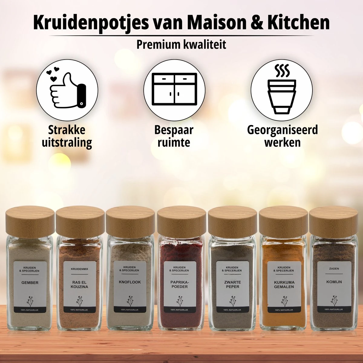 24 Glazen Kruidenpotjes Set Met 3 Soorten Strooideksels – Kruidenstrooier – Compleet Pakket Incl Kruidenpotjes Stickers, Krijtstift En Accessoires - Bamboo Deksel 5 24 Glazen Kruidenpotjes Set Met 3 Soorten Strooideksels – Kruidenstrooier – Compleet Pakket Incl Kruidenpotjes Stickers, Krijtstift En Accessoires - Bamboo Deksel - Afbeelding 3