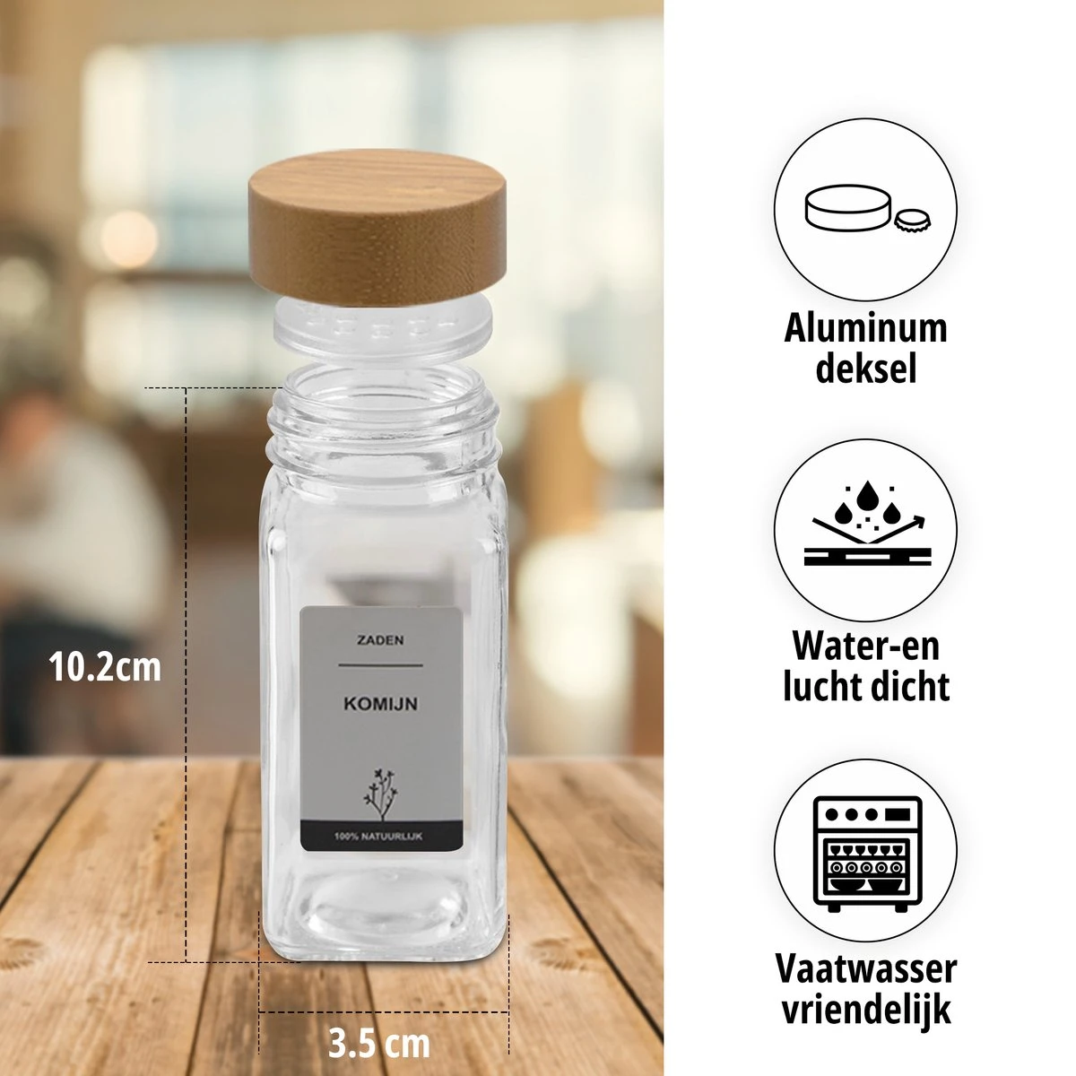 24 Glazen Kruidenpotjes Set Met 3 Soorten Strooideksels – Kruidenstrooier – Compleet Pakket Incl Kruidenpotjes Stickers, Krijtstift En Accessoires - Bamboo Deksel 11 24 Glazen Kruidenpotjes Set Met 3 Soorten Strooideksels – Kruidenstrooier – Compleet Pakket Incl Kruidenpotjes Stickers, Krijtstift En Accessoires - Bamboo Deksel - Afbeelding 9