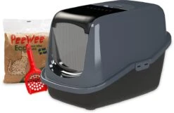 PeeWee Kattenbak EcoHus Startpakket - Antraciet - 56 X 39 X 38,5 Cm -PeeWee-winkel 1200x780