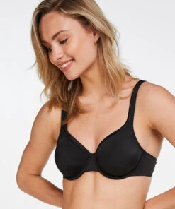 Niet-voorgevormde Beugel Bh Satin Fleece - Zwart
