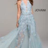 Light Blue Lace Halter Neck Prom Jumpsuit 60124