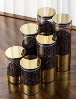 Luxaliving - Glazen Voorraadpot Set 3 Stuks - Opbergpot - Luchtdicht - Transparant - Gold 8 Luxaliving - Glazen Voorraadpot Set 3 Stuks - Opbergpot - Luchtdicht - Transparant - Gold -PeeWee-winkel 916x1200