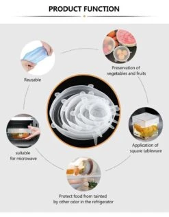 Siliconen Vershoud Deksels – Set Van 6 Stuks – Flexibel – Herbruikbaar – Wit - Stretch Tot Wel 30 Cm -PeeWee-winkel 939x1200 1