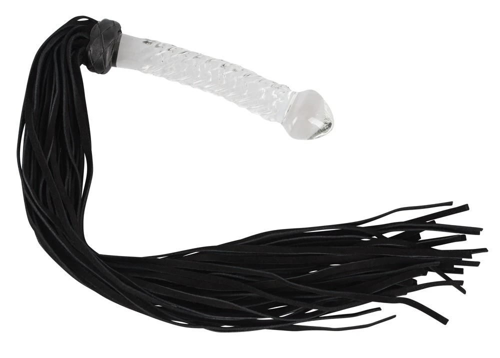 Bad Kitty Leren Flogger Met Glazen Dildo Handvat 4 Bad Kitty Leren Flogger Met Glazen Dildo Handvat - Afbeelding 2