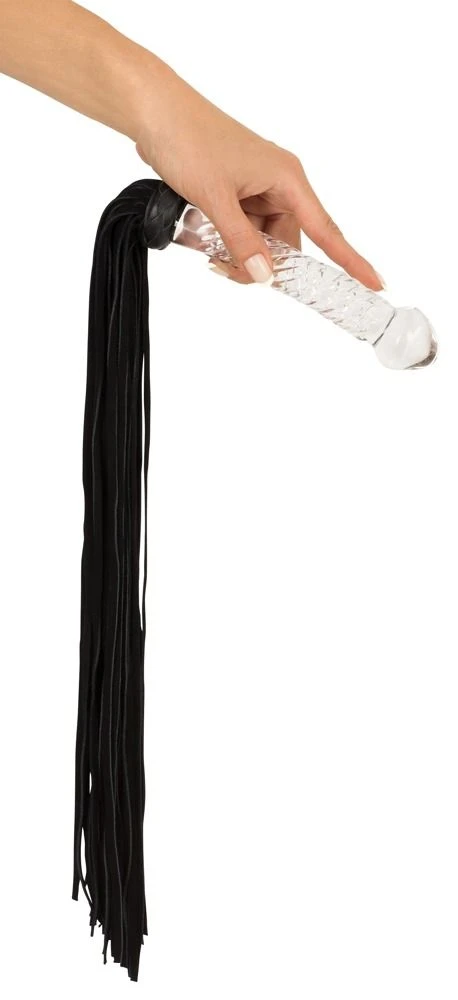 Bad Kitty Leren Flogger Met Glazen Dildo Handvat 5 Bad Kitty Leren Flogger Met Glazen Dildo Handvat - Afbeelding 3
