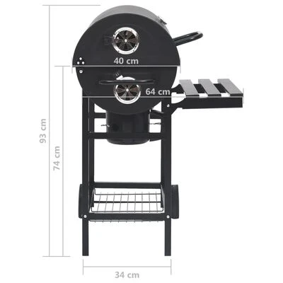 VidaXL Barbecuevat Met Wielen En Schappen 115x85x95 Cm Staal Zwart 13 VidaXL Barbecuevat Met Wielen En Schappen 115x85x95 Cm Staal Zwart - Afbeelding 11