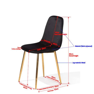 Venture Home Eetkamerstoelen 2 St Polar Fluweel Zwart En Messing 16 Venture Home Eetkamerstoelen 2 St Polar Fluweel Zwart En Messing - Afbeelding 15