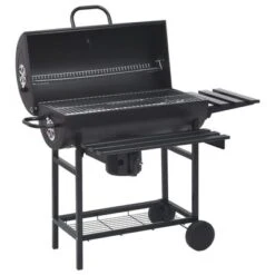 VidaXL Barbecuevat Met Wielen En Schappen 115x85x95 Cm Staal Zwart