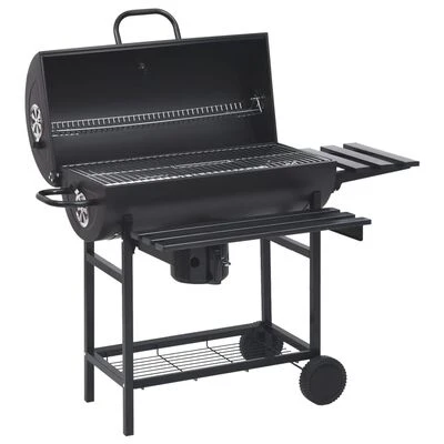 VidaXL Barbecuevat Met Wielen En Schappen 115x85x95 Cm Staal Zwart 3 VidaXL Barbecuevat Met Wielen En Schappen 115x85x95 Cm Staal Zwart