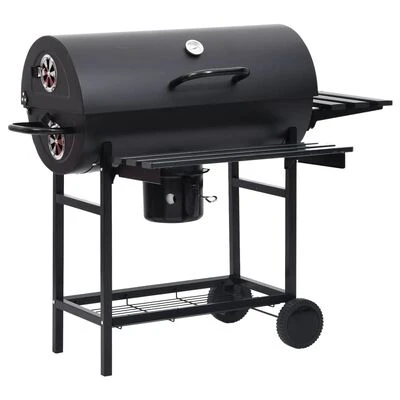 VidaXL Barbecuevat Met Wielen En Schappen 115x85x95 Cm Staal Zwart 4 VidaXL Barbecuevat Met Wielen En Schappen 115x85x95 Cm Staal Zwart - Afbeelding 2