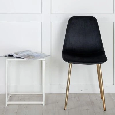 Venture Home Eetkamerstoelen 2 St Polar Fluweel Zwart En Messing 4 Venture Home Eetkamerstoelen 2 St Polar Fluweel Zwart En Messing - Afbeelding 3