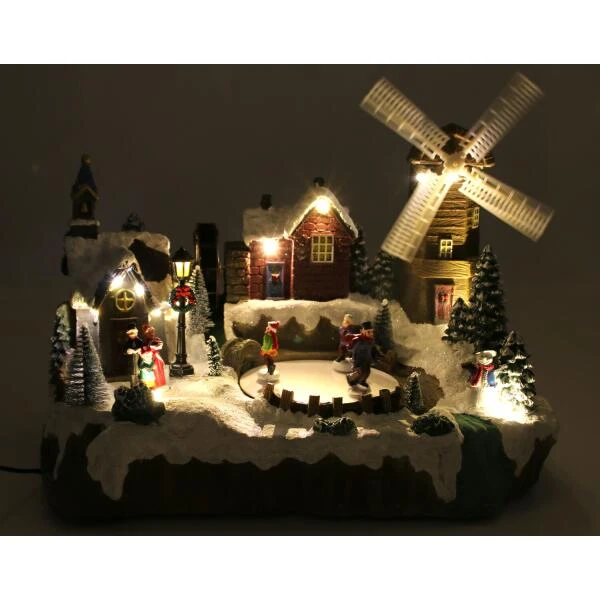 Verlicht Kerstdorp Met Molen - 37 × 25 × 30,5 Cm 4 Verlicht Kerstdorp Met Molen - 37 × 25 × 30,5 Cm - Afbeelding 2