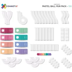 Connetix Magnetische Tegels Knikkerbaan - Pastel - 106st -PeeWee-winkel p106br contents scaled 1